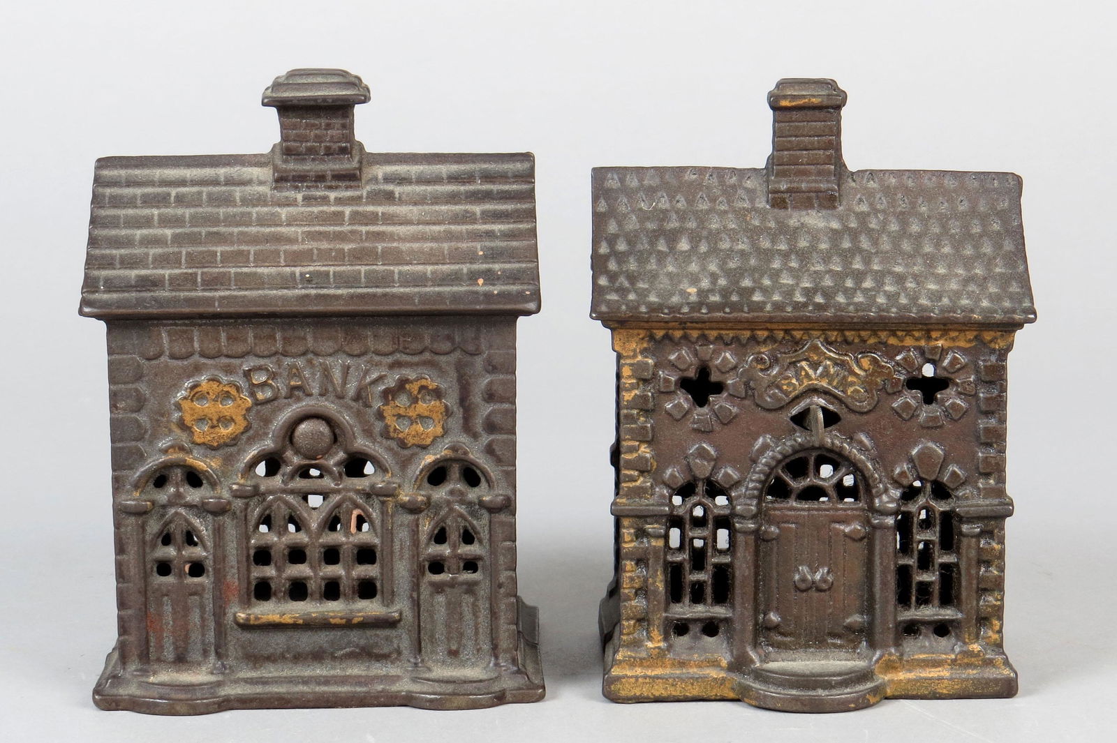 Lot of 2 CI Building Banks (1 of 2)