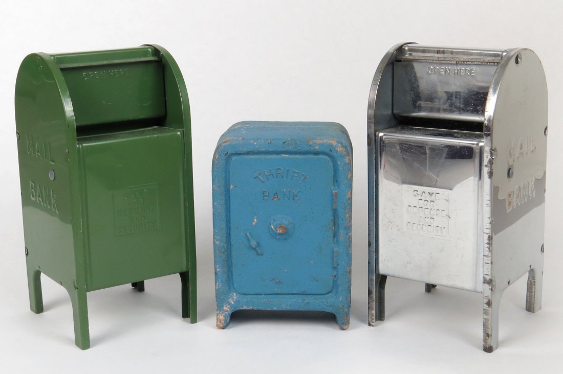 Lot of 3 Tin/Compo War Related Banks (1 of 3)