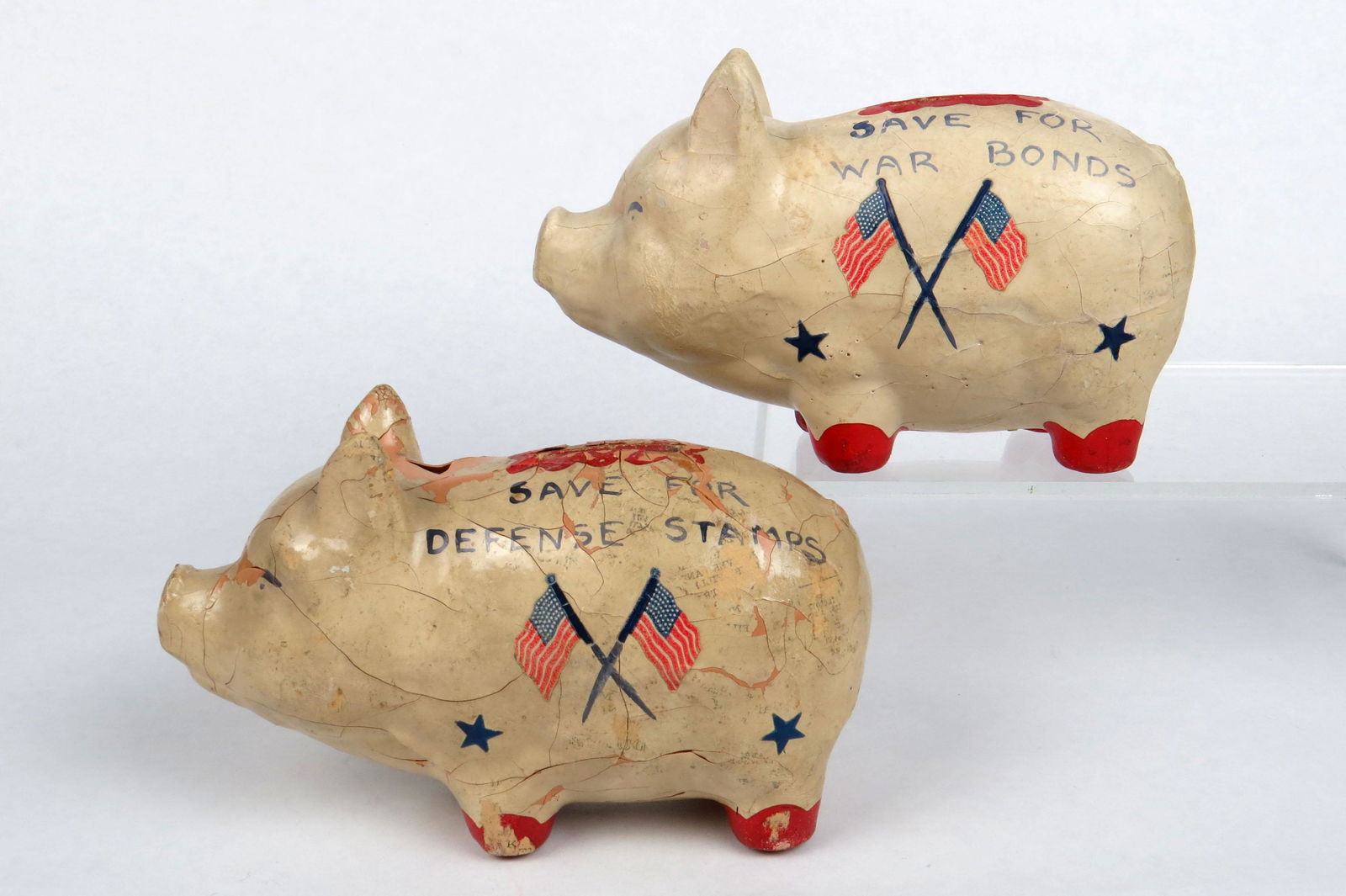 Lot of 2 Paper Mache War Pig Banks (1 of 2)