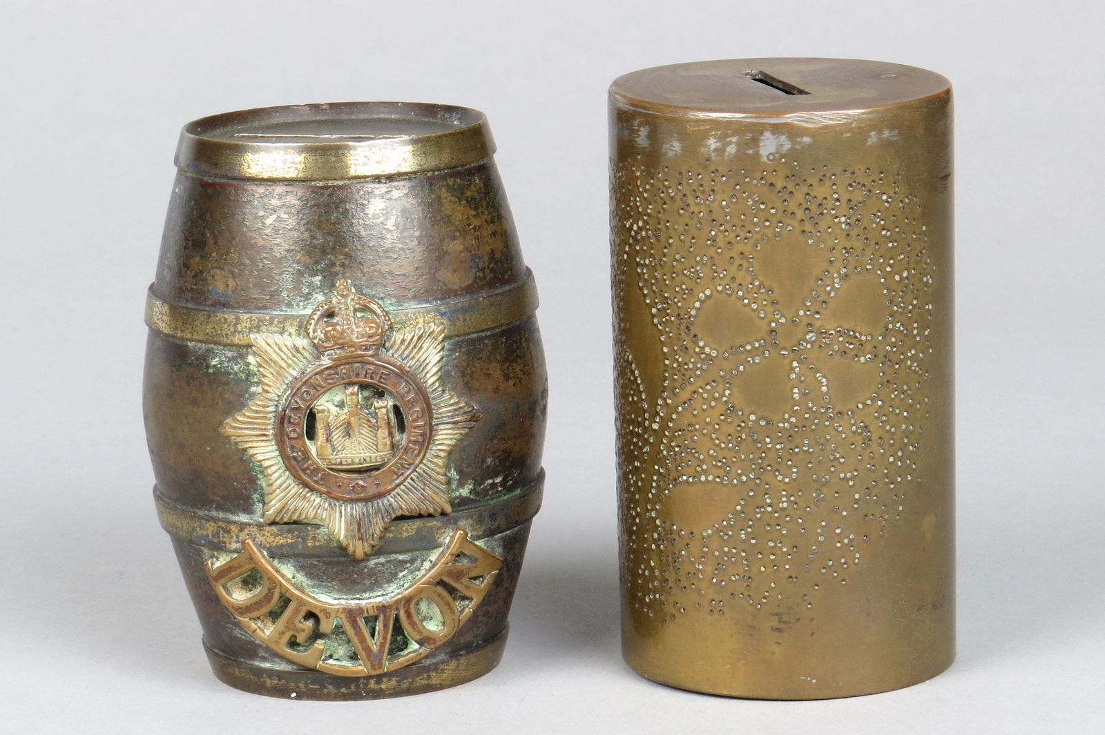 Lot of 2 Brass English War Banks (1 of 2)