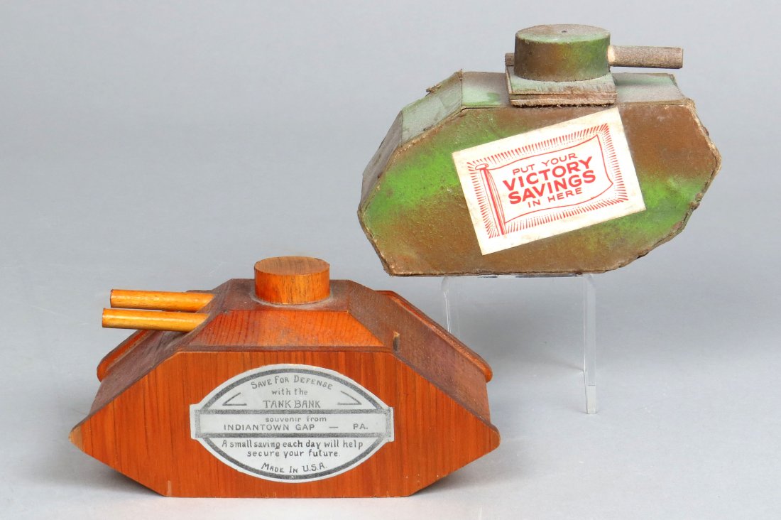 Lot of 2 Wood Tank Banks (1 of 2)