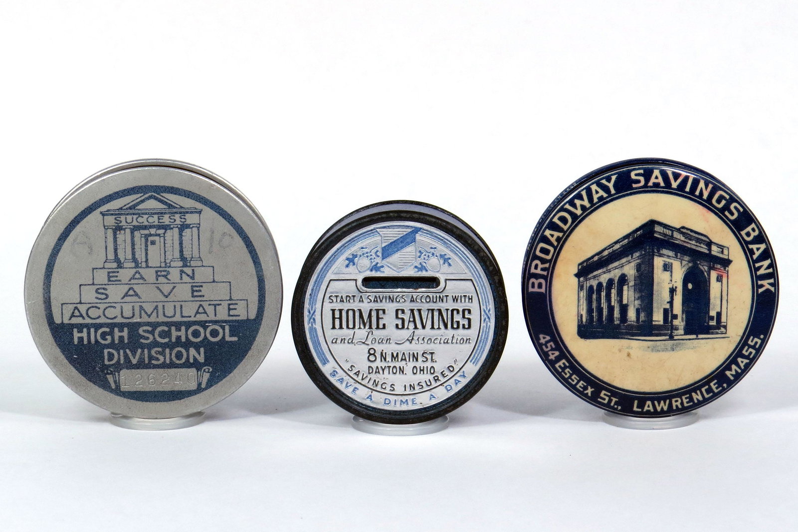 Lot of 3 Tin/Celluloid/Cdbd Pocket Banks (1 of 2)