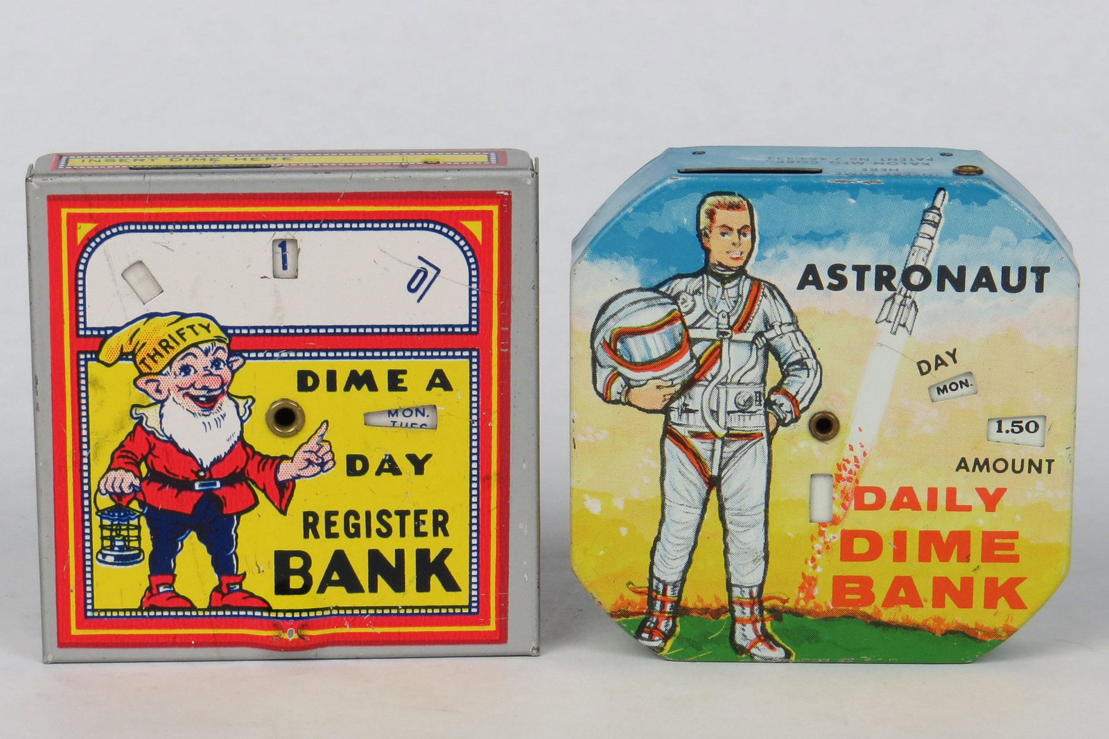 Lot of 2 Tin Dime Register Banks (1 of 2)