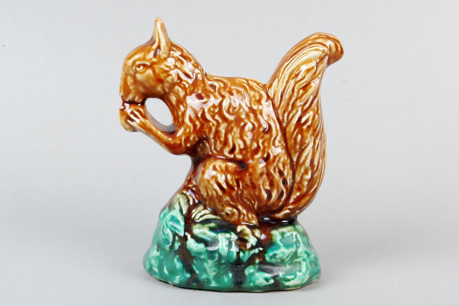 Majolica Squirrel w/Nut Bank (1 of 3)