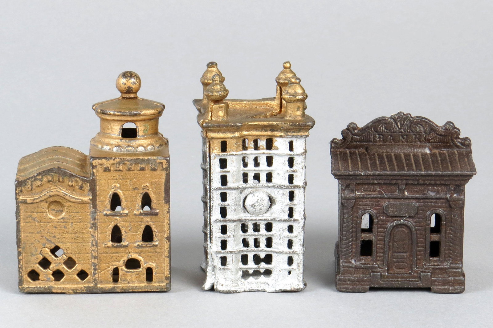 Lot of 3 CI Building Banks (1 of 2)