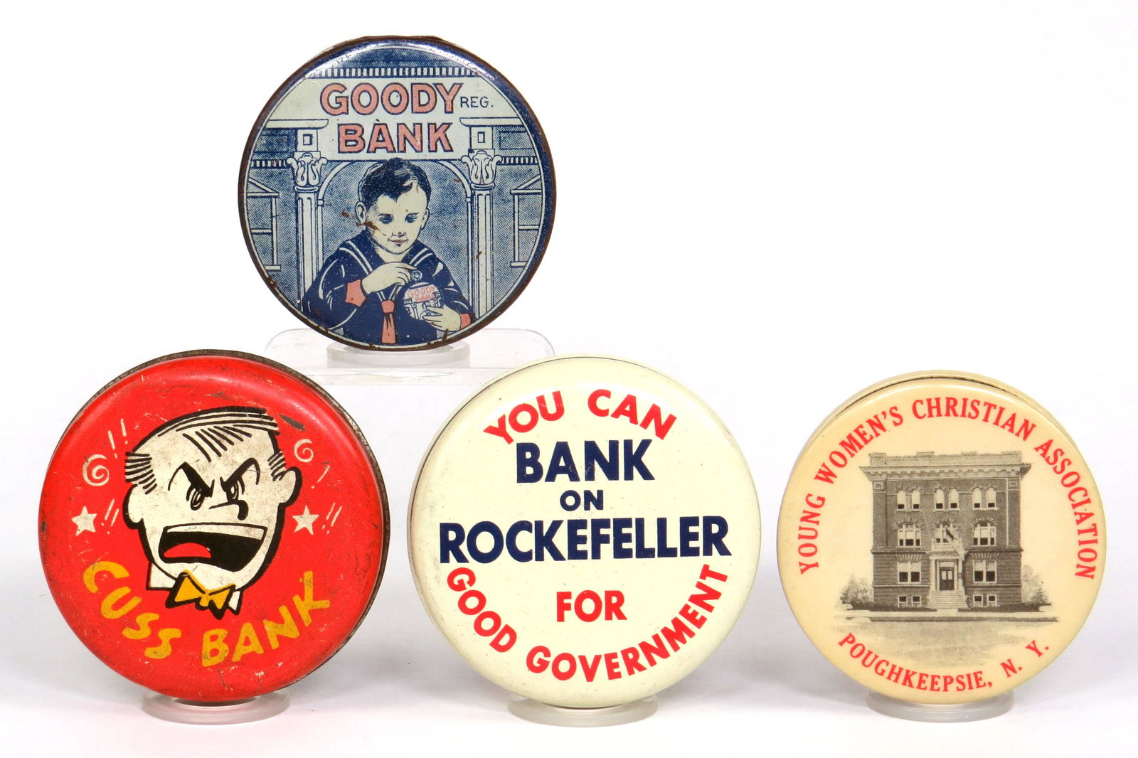 Lot of 4 Tin/Celluloid Pocket Banks (1 of 2)