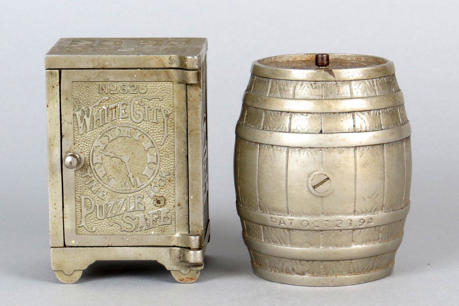 Lot of 2 CI "White City Puzzle" Banks (1 of 3)