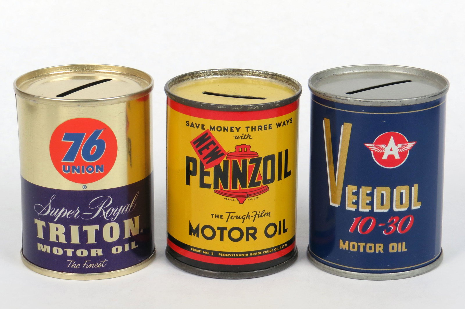 Lot of 3 Tin Motor Oil Banks (1 of 2)