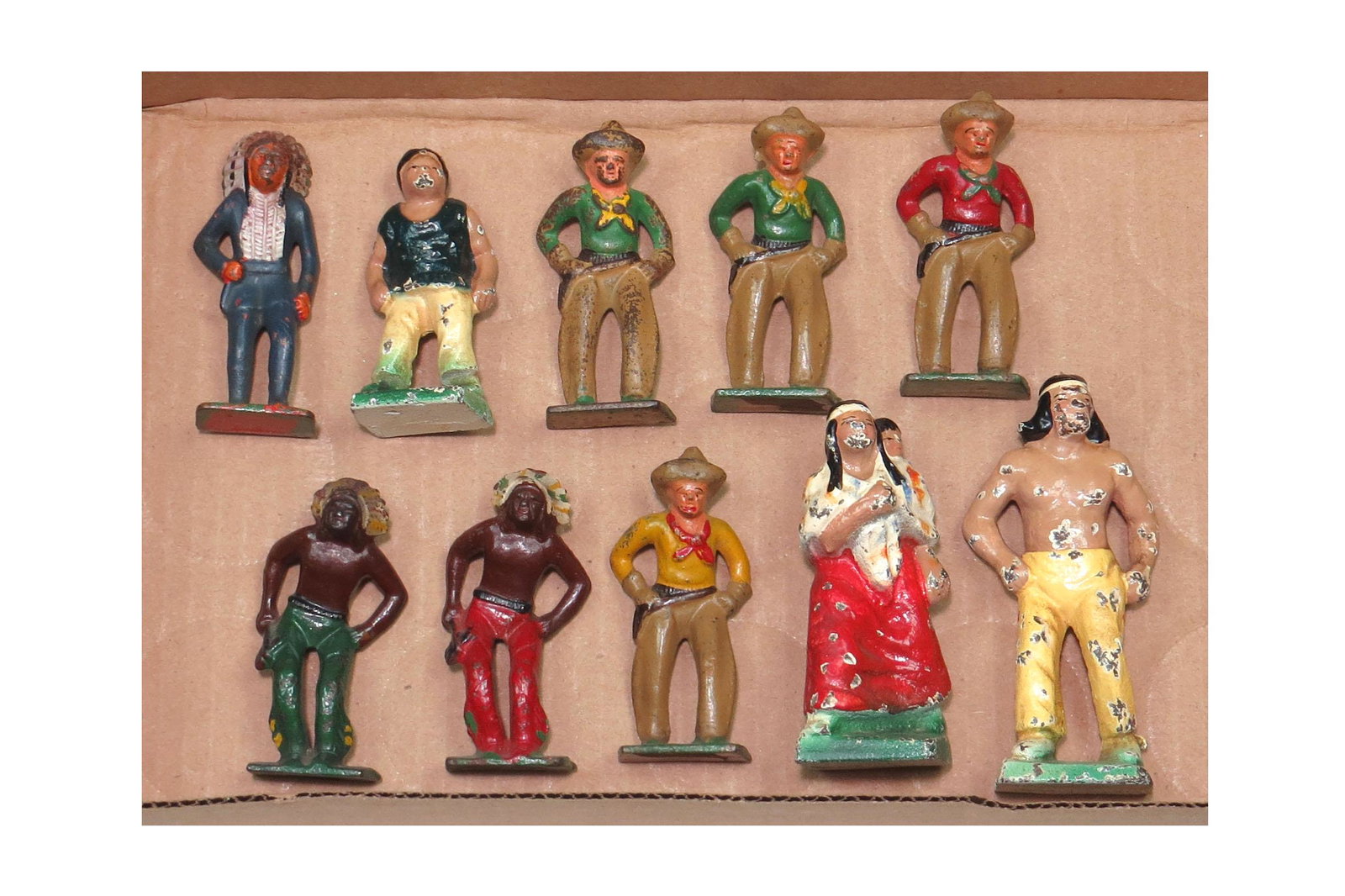 Lot of 10 cowboy, Indian, and pirate toy figures (1 of 1)