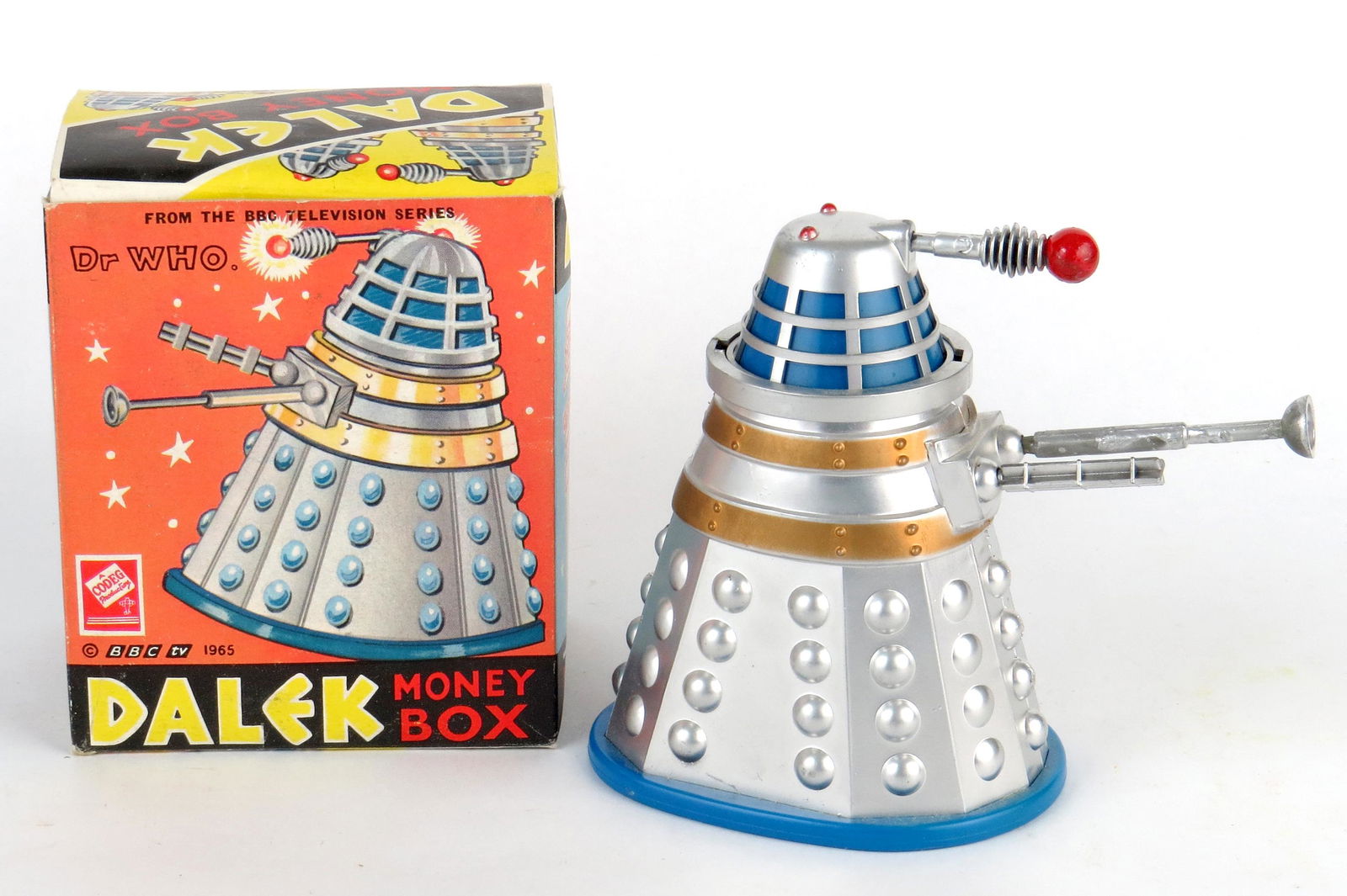 "Dalek Money Box" in OB: "Dalek Money Box" in OB, Plastic, Original box is near mint, Space age bank