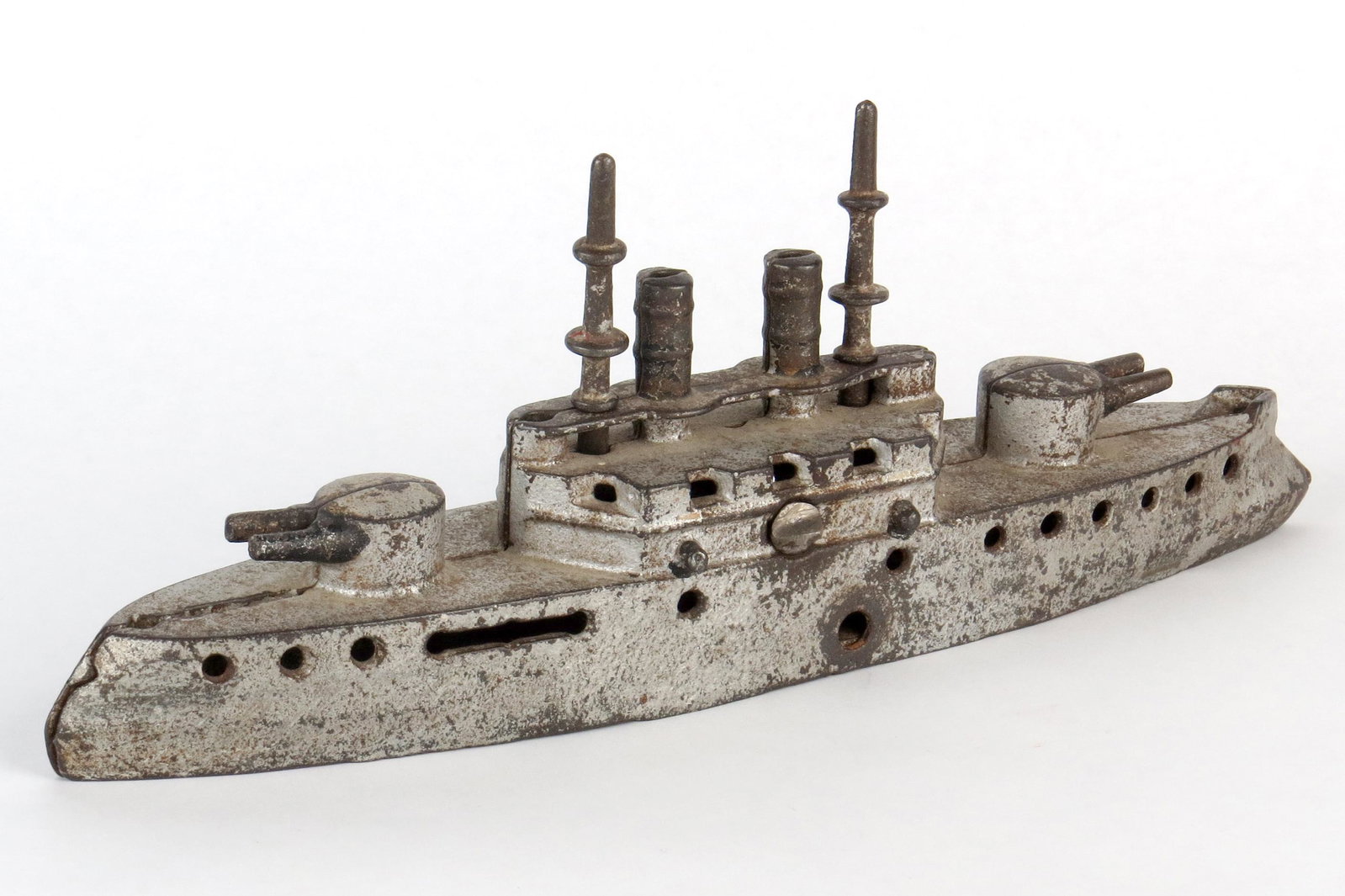 Battleship Bank: Battleship Bank, CI, Scarce bank, Has original masts, 4" high, 11" long
