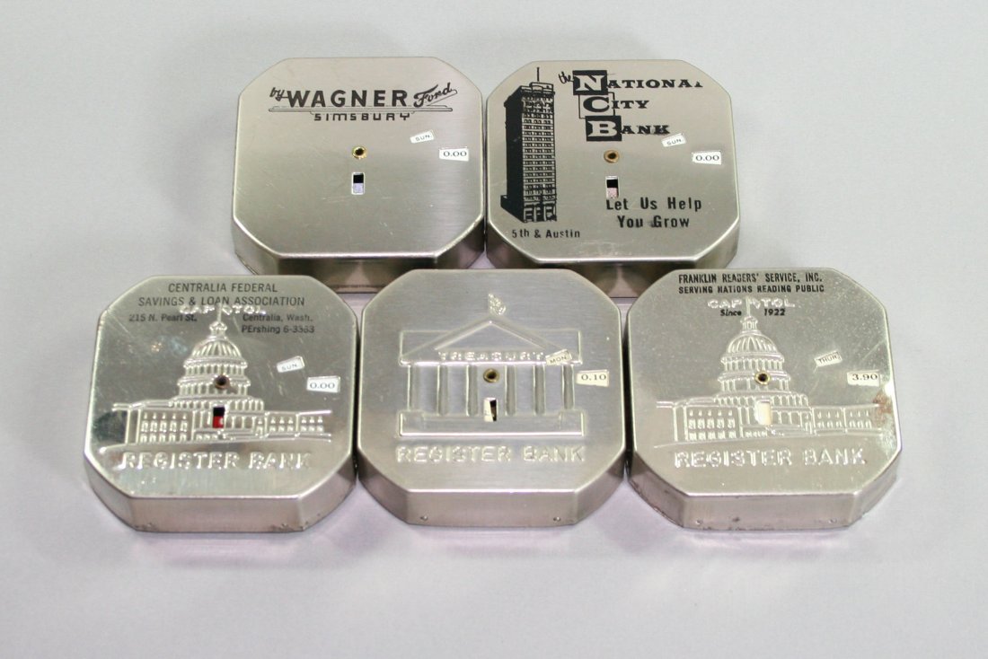 Lot of 5: "Wagner Ford" DR; "National City Bank" : Lot of 5: "Wagner Ford" DR; "National City Bank" DR "Austin"; "Centralia Federal Savings & Loan" DR "Centralia, Washington"; "Franklin Readers Service Inc." DR; "East River Savings Bank" DR "New York"