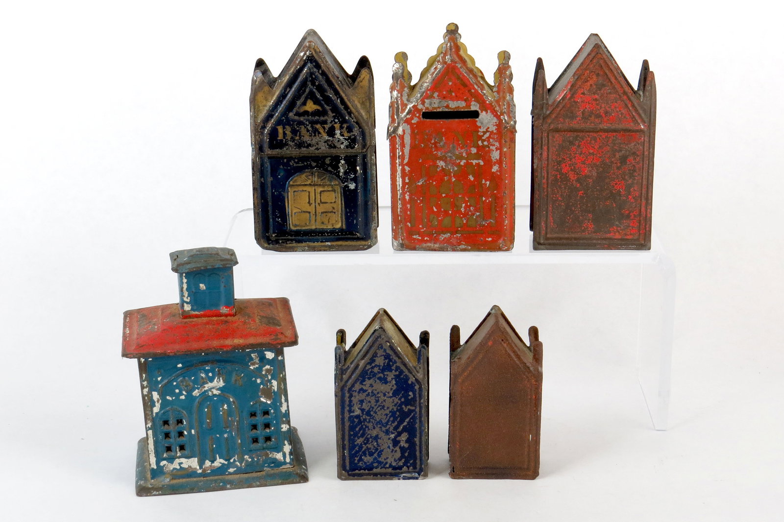 Lot of 6 Gothic Building Banks (1 of 2)