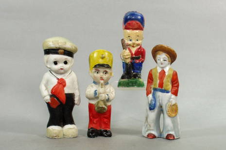 Lot of 4 Ceramic Figures: Lot of 4 Ceramic Figures: Sailor Boy; Boy w/Trumpet; "Elmer" Fudd; Cowboy