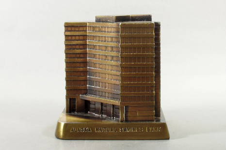 "Bank of Alaska" Building Bank: "Bank of Alaska" Building Bank, w/key, pot metal, hard to find Alaska bldg. bank
