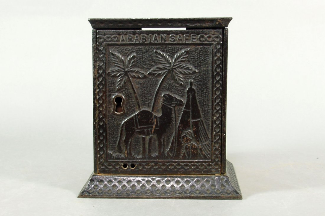 "Arabian Safe" CI Bank: "Arabian Safe" CI Bank w/dark japanned finish