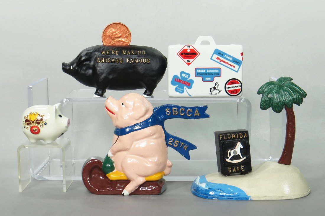 Lot of 5 SBCCA Banks, aluminum and ceramic (1 of 2)