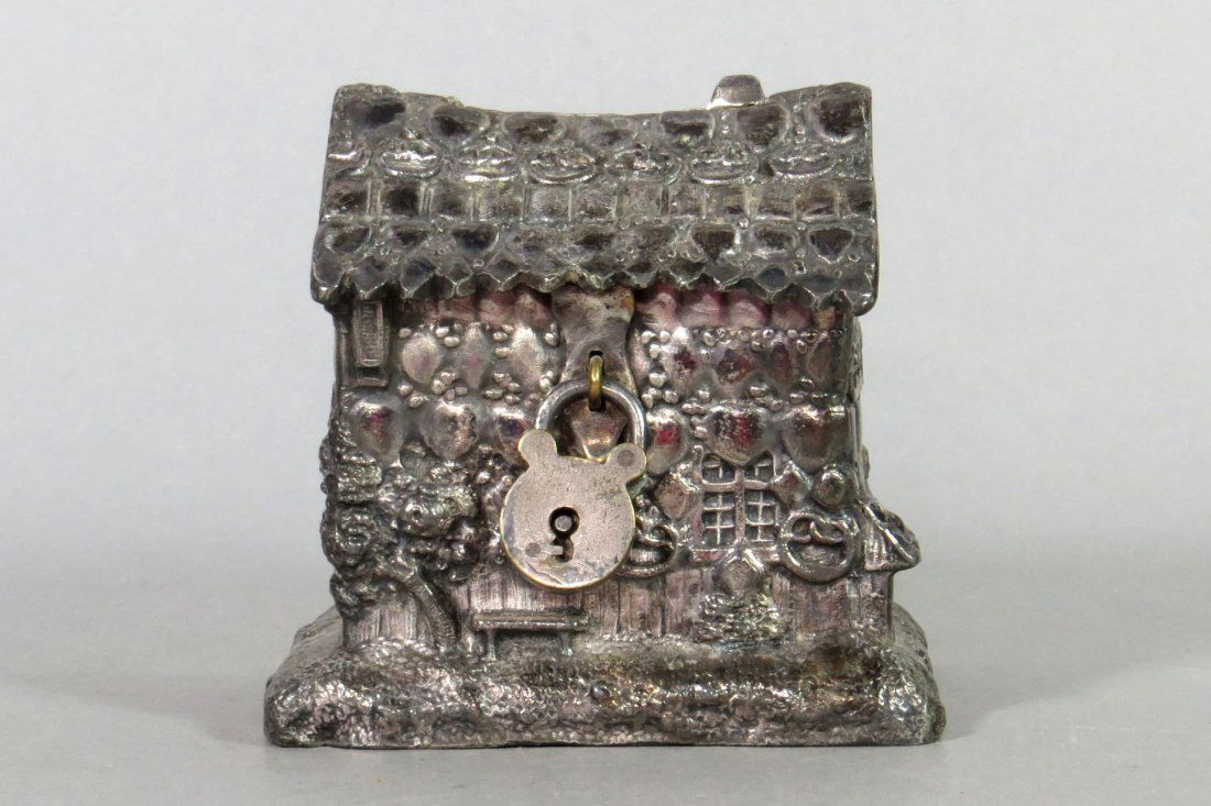 Cottage w/Hansel, Gretel and Wicked Witch, Silvered (1 of 3)