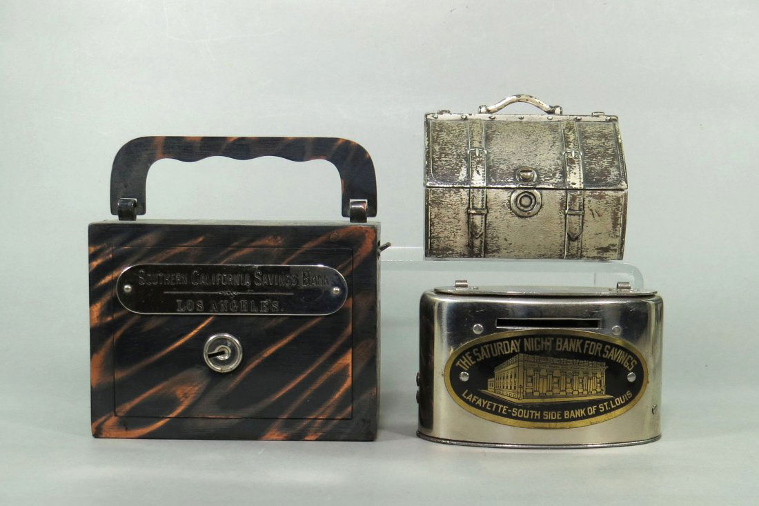 Lot of 3 Metal Satchel-type Banks (1 of 2)