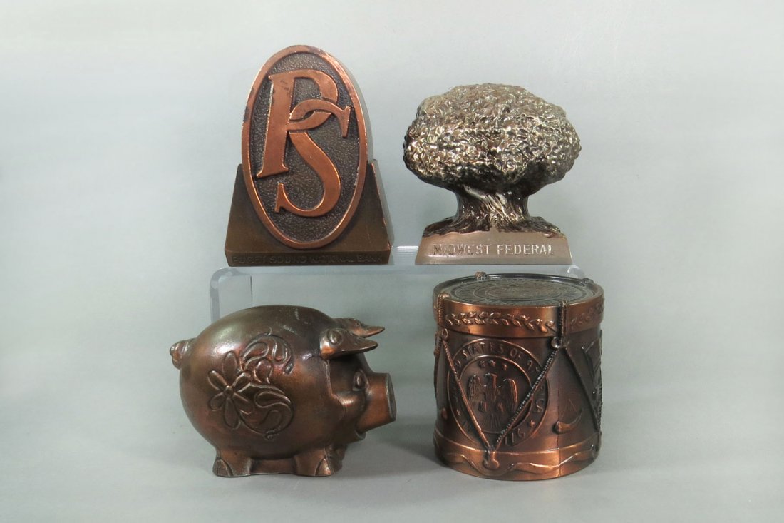 Lot of 4 Pot Metal Banks (1 of 3)