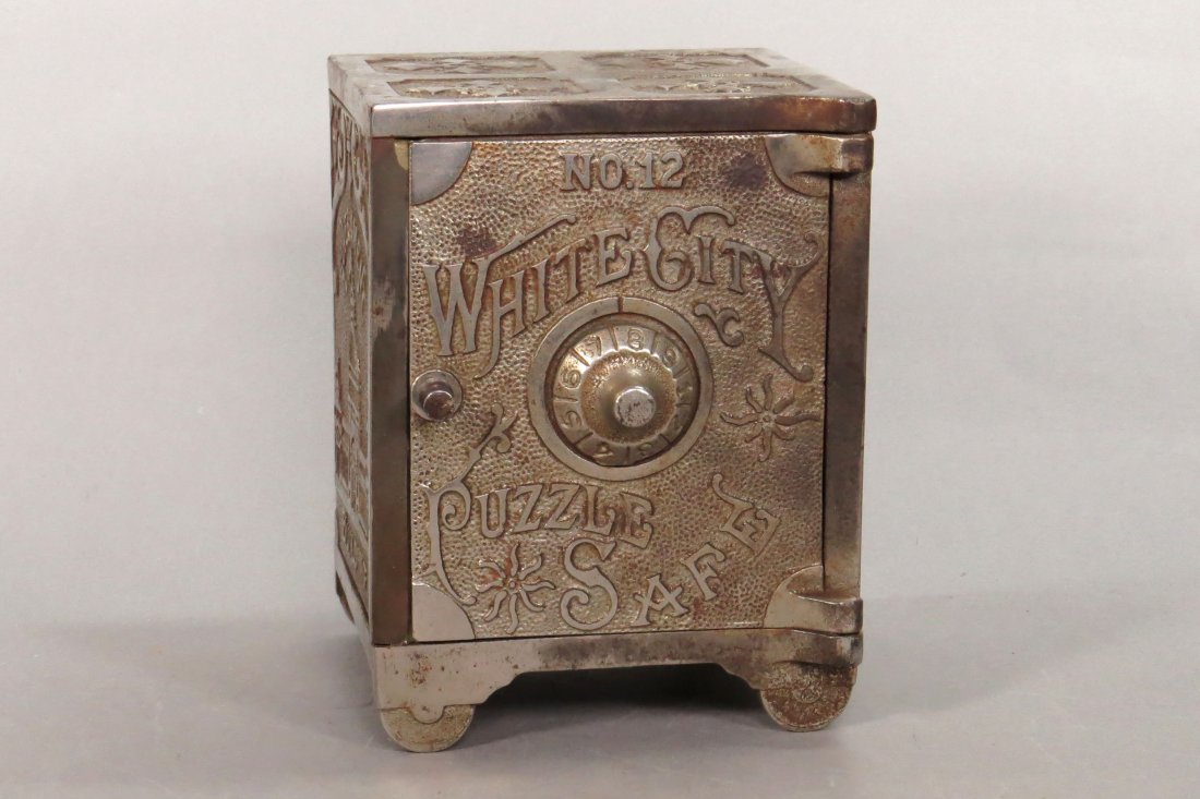 "White City Puzzle Safe No. 12" CI Safe Bank (1 of 3)