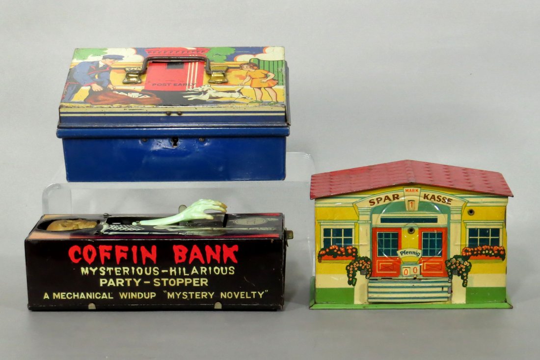 Lot of 3 Tin Banks (1 of 2)