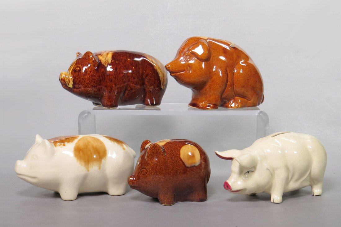 Lot of 5 Ceramic Pig Banks (1 of 2)