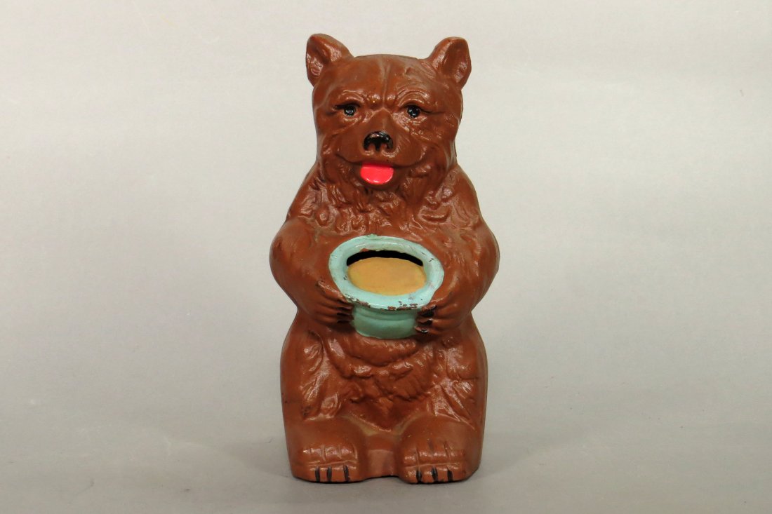 Bear w/Honey Pot CI Still Bank (1 of 2)