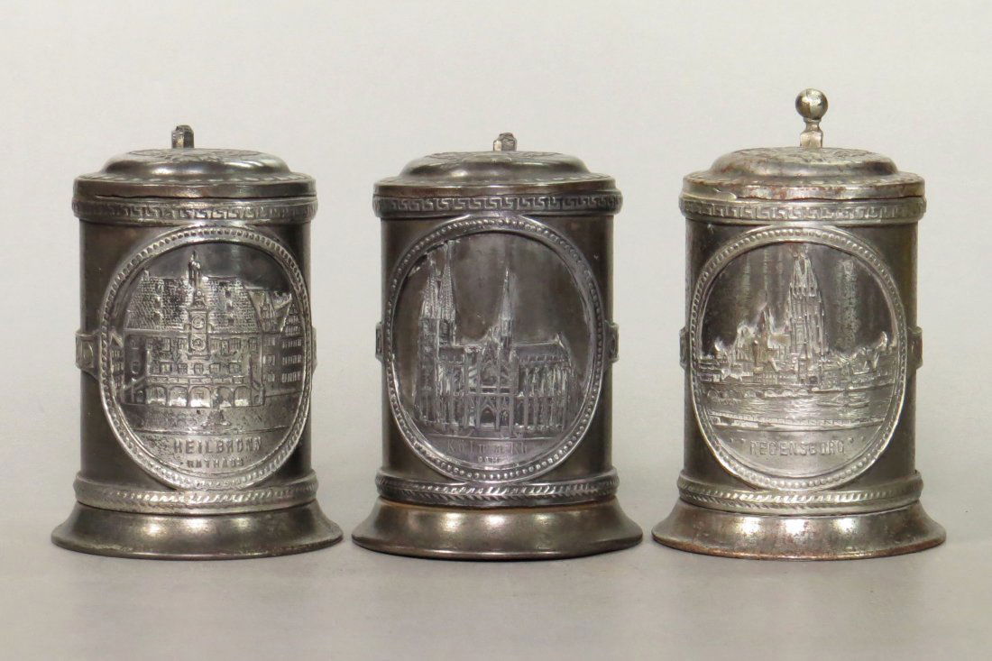 Lot of 3 Tankard Silvered Lead Banks (1 of 3)
