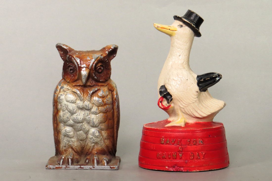 Lot of 2 CI and Aluminum Animal Banks (1 of 2)