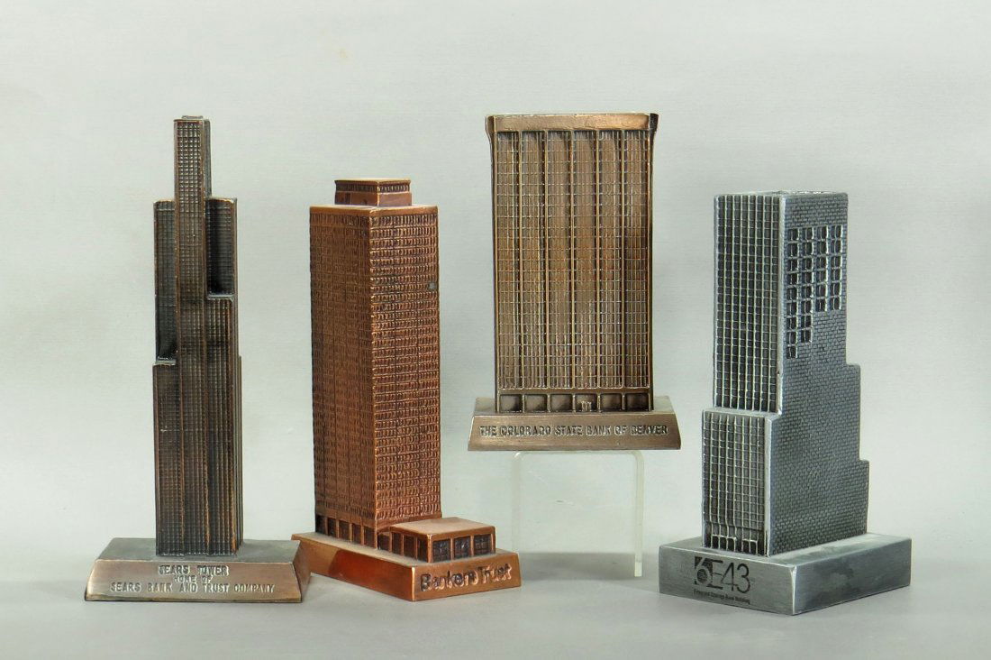 Lot of 4 Pot Metal Bldg. Banks (1 of 1)