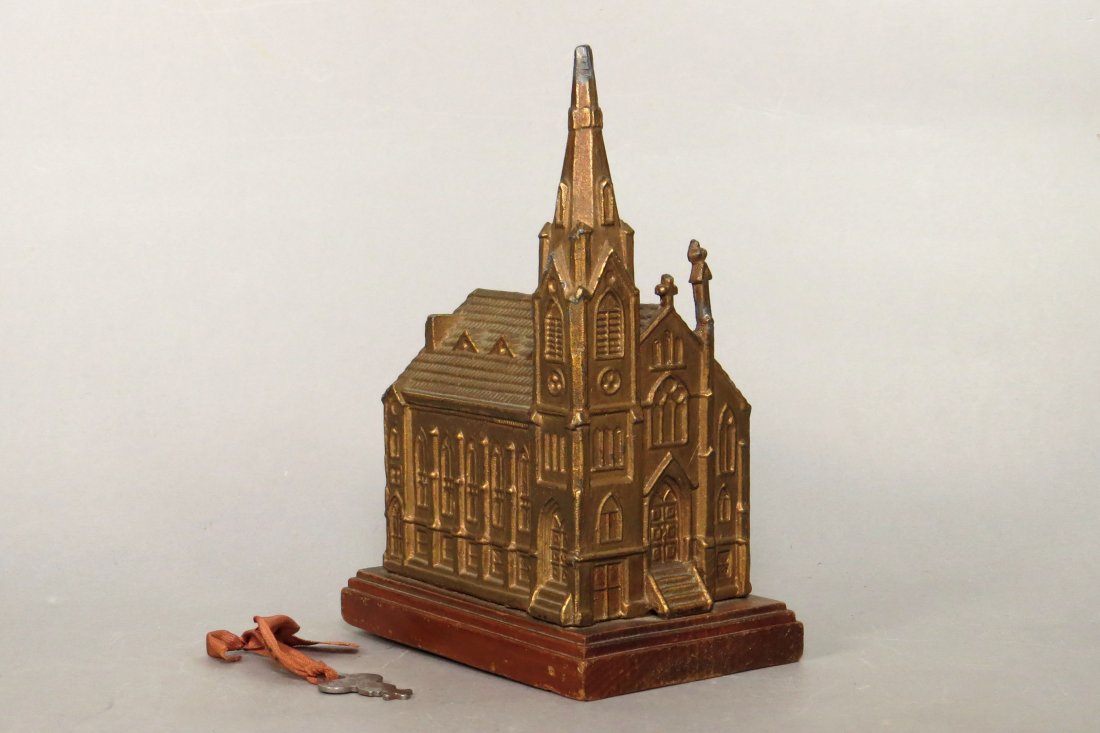 Church on Wood Base, lead Bank (1 of 2)