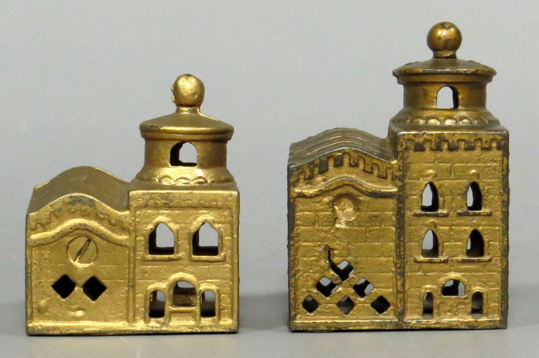 Lot of 2 CI Building Banks (1 of 2)