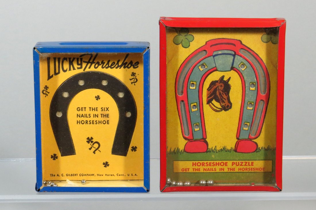 Lot of 2 Horseshoe Dexterity Puzzles: 2 Horseshoe Dexterity Puzzles: "Lucky Horseshoe"; "Horseshoe Puzzle"