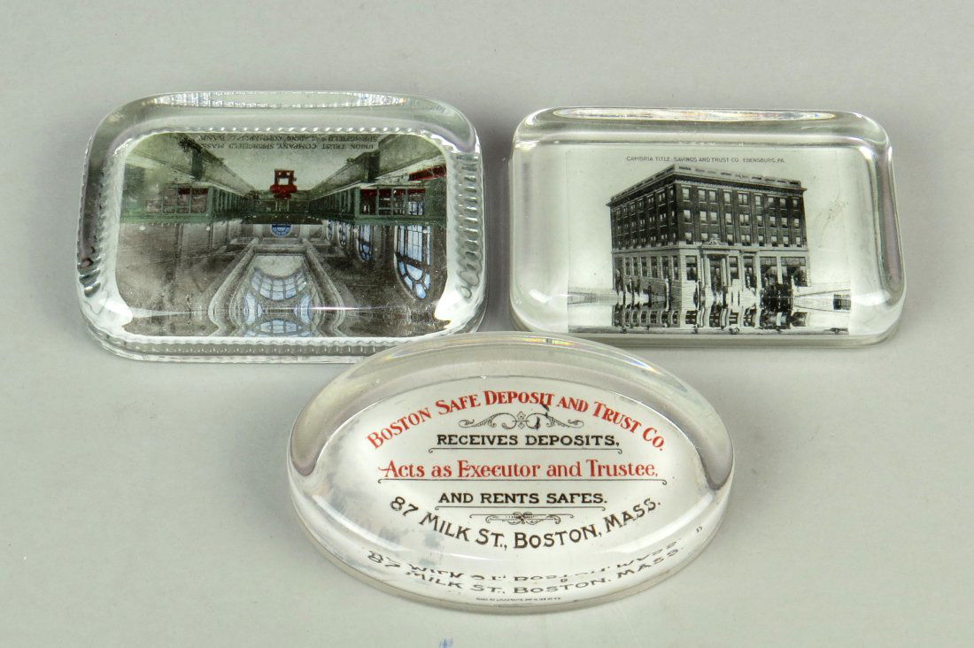 Lot of 3 Glass Advertising Paperweights (1 of 1)