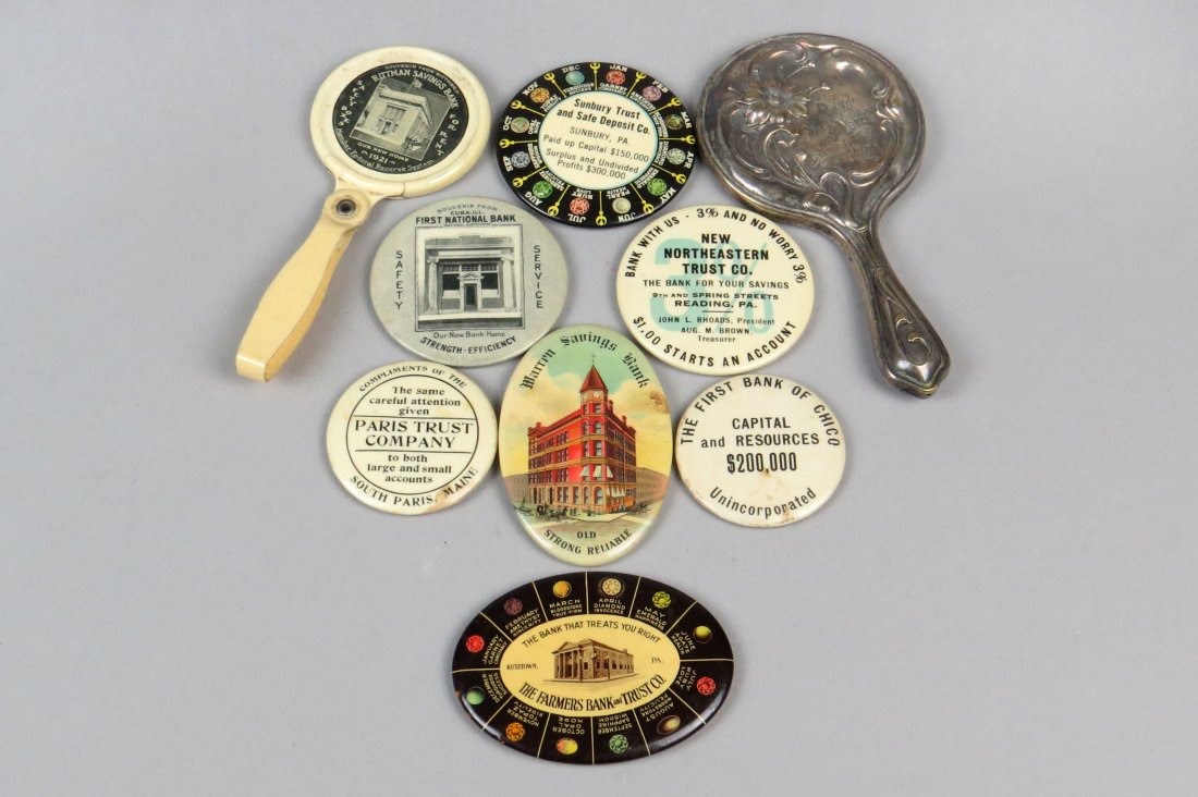 Lot of 9 Celluloid Advertising Mirrors (1 of 1)