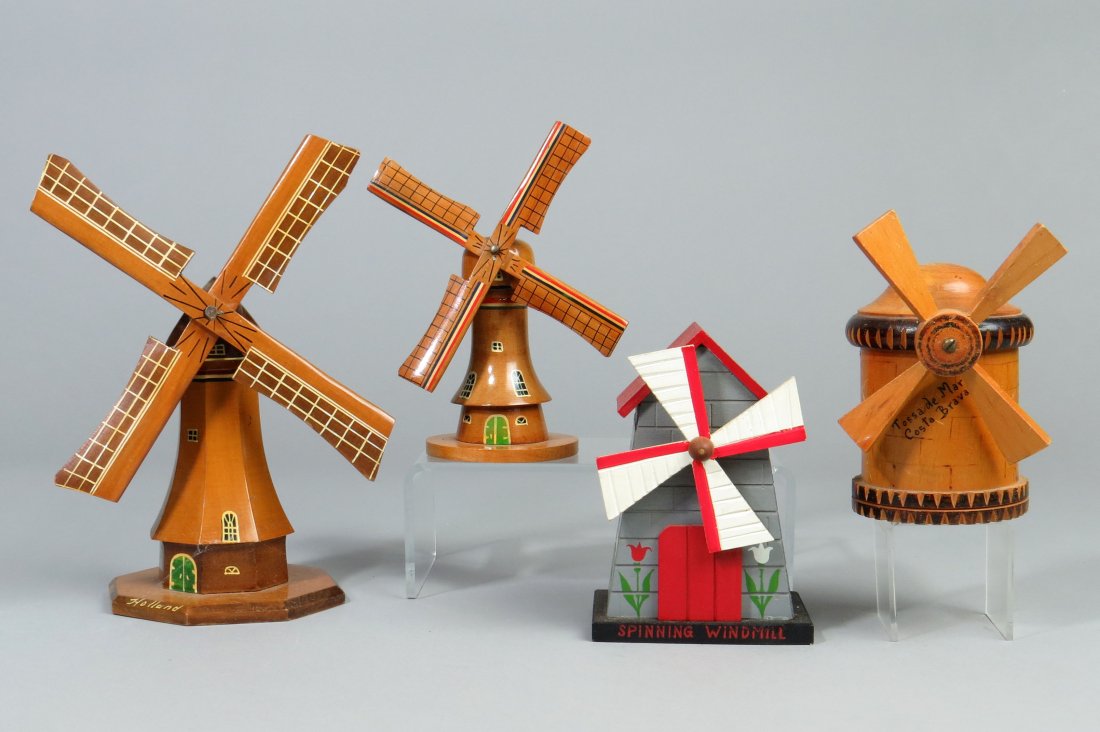 Lot of 4 Wood Windmill Banks (1 of 2)