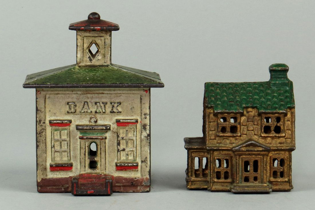 Lot of 2 CI Building Banks (1 of 2)