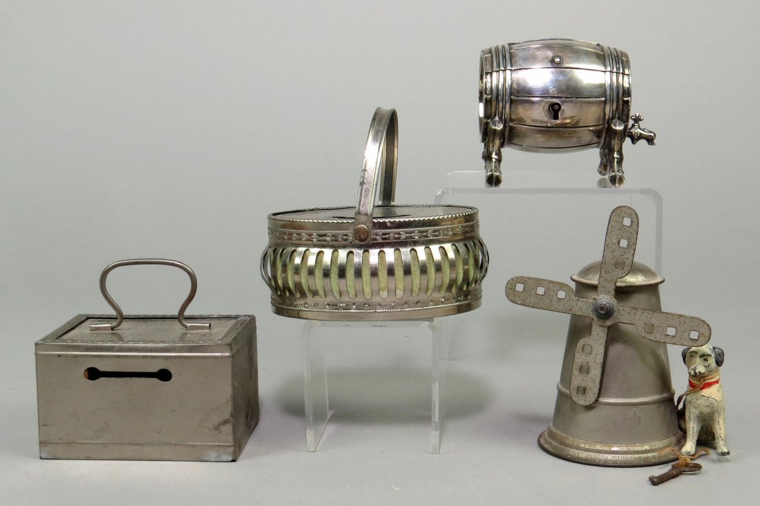 Lot of 4 Tin Misc. Banks (1 of 3)