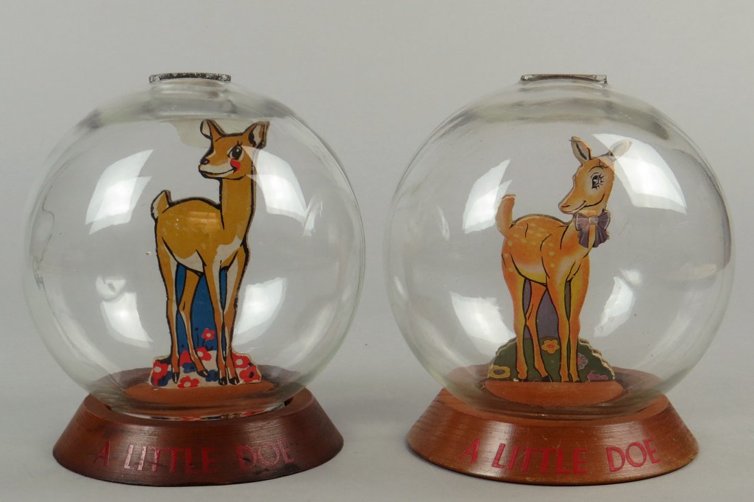 Lot of 2 Wood and Glass "A Little Doe" Bubble Banks (1 of 3)