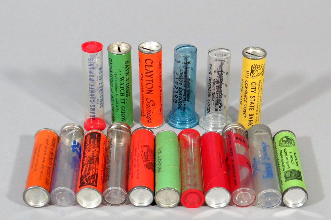 Lot of 17 Cdbd. And Plastic Tube Banks (1 of 1)