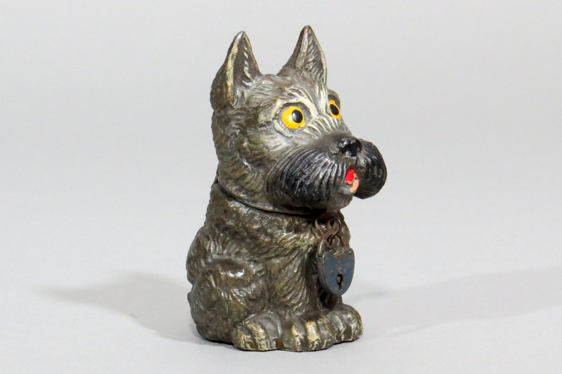 Spelter Seated Scottie Bank (1 of 2)