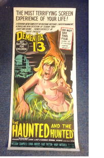 Dementia 13 1963 Original 13x30 Daybill Poster Starring: Dementia 13 1963 Original 13x30 Daybill Poster Starring William Campbell, Luana Anders. Good Condition. All signed pieces come with a Certificate of Authenticity. We combine postage on multiple winnin