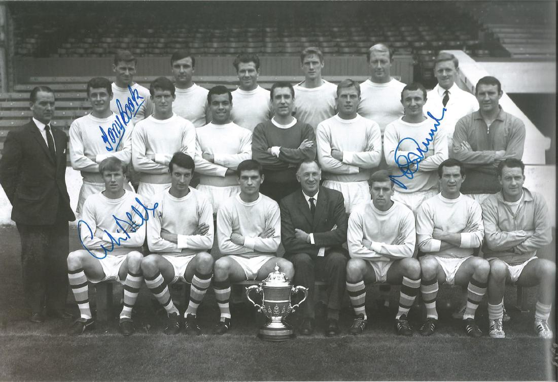 Football Autographed 12 X 8 Photo, Depicting Manchester: Football Autographed 12 X 8 Photo, Depicting Manchester City's Second Division Winning Squad Posing With Their Trophy During A Photo-Shoot At Maine Road In 1966, Signed By Tony Book, Mike Summerbee An