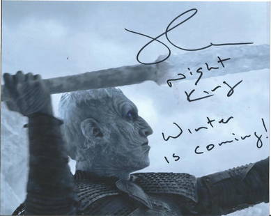 Richard Brake Game Of Thrones hand signed 10x8 photo.: Richard Brake Game Of Thrones hand signed 10x8 photo. This beautiful hand signed photo depicts Richard Brake as The Night King in the hit TV show Game Of Thrones. This signed photo is guaranteed authe
