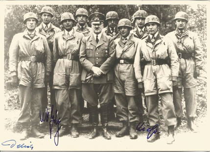 Walter Kless, Delica, and Witzig signed black and white: Walter Kless, Delica, and Witzig signed black and white 8x6 group photo with Hitler. Good Condition. All signed pieces come with a Certificate of Authenticity. We combine postage on multiple winning l