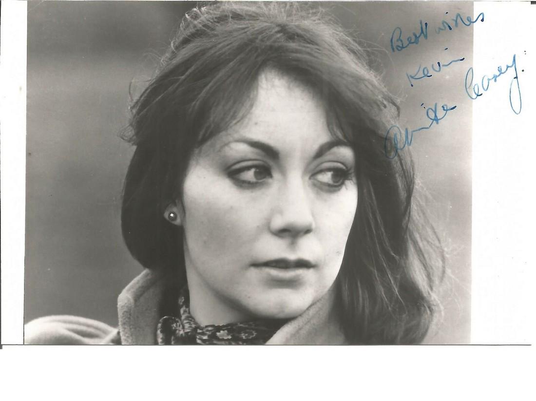 Anita Carey signed dedicated 6 x 4 b/w photo. Anita: Anita Carey signed dedicated 6 x 4 b/w photo. Anita Carey 16/4/1948 is an English actress appearing in mainly televisions Doctors, Whatever Happened to the Likely Lads, Z Cars, Coronation Street. Very