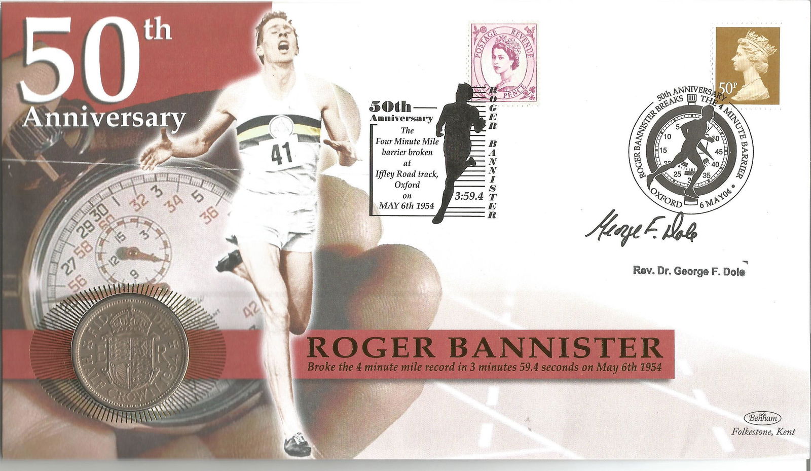 Rev Dr George F Dole signed 50th anniv of 4 minute mile (1 of 1)