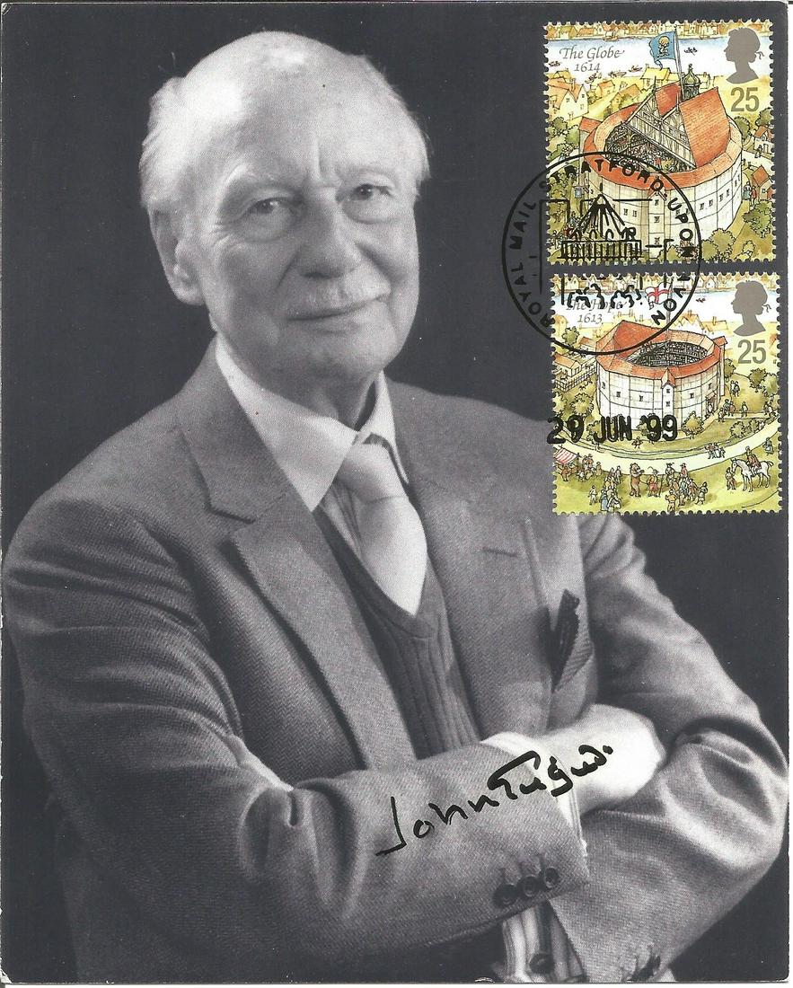 Sir John Gielgud signed b/w photo. Stamp added and (1 of 1)