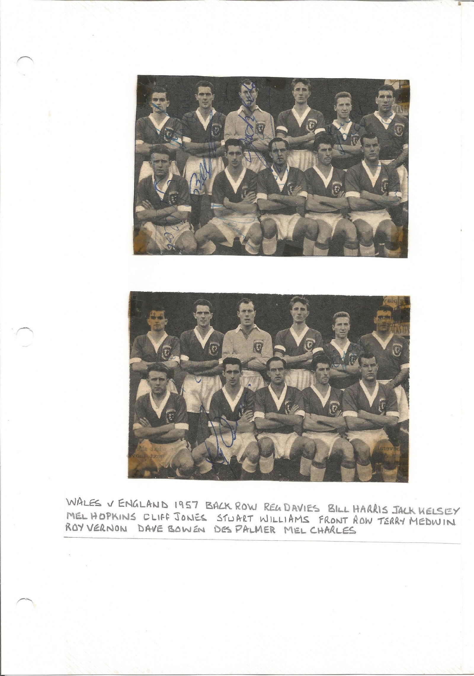 Football Wales v England 1957 signed black and white (1 of 1)